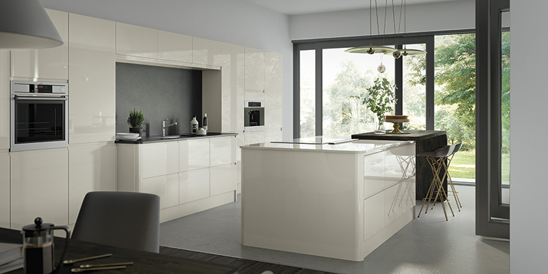 Lucente Porcelain Gloss kitchen cabinet collection by On Trend