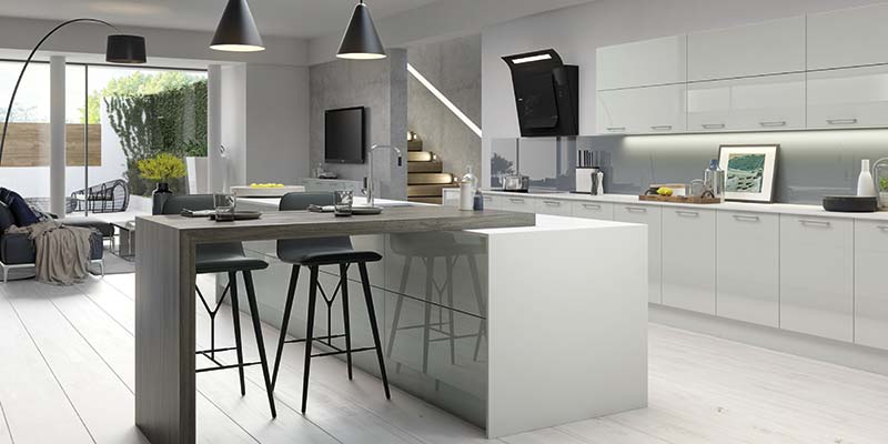 Vivo Gloss Light Grey Kitchens